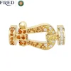 Roland-Garros Bracelets|Bracelets|FRED Force 10 buckle for - Large model 18K yellow gold diamond paved and colored stones