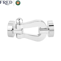 Roland-Garros Bracelets|Bracelets|FRED Force 10 buckle for - Large model 18K white and one mandarin garnet