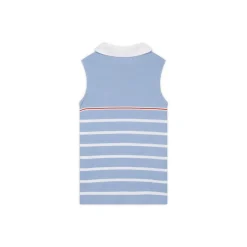 Roland-Garros Girls Outfit|Girl's sleeveless polo shirt with thin stripes Roland Garros - light blue