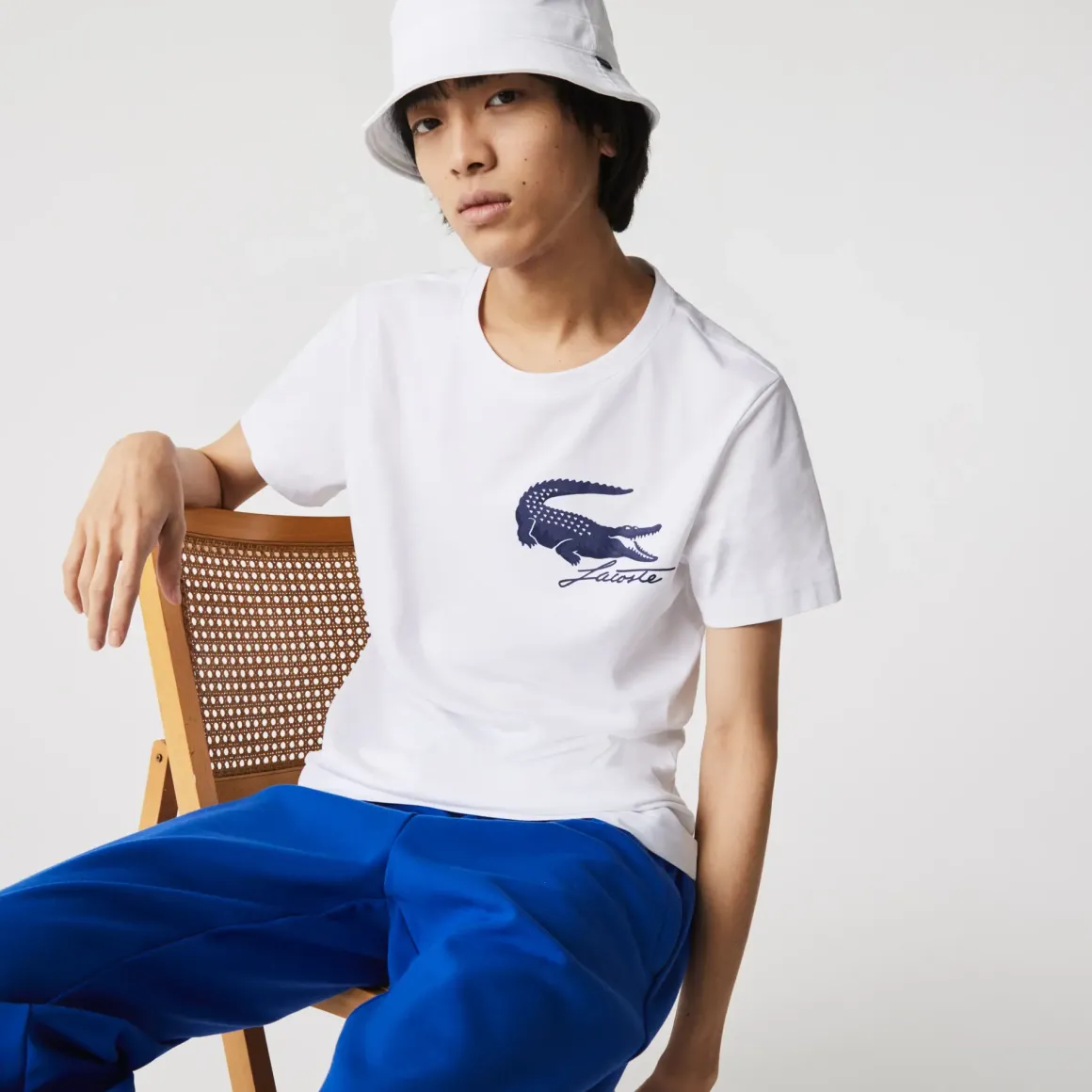 Roland-Garros T-shirts|Lacoste for crocodile print T-shirt - white