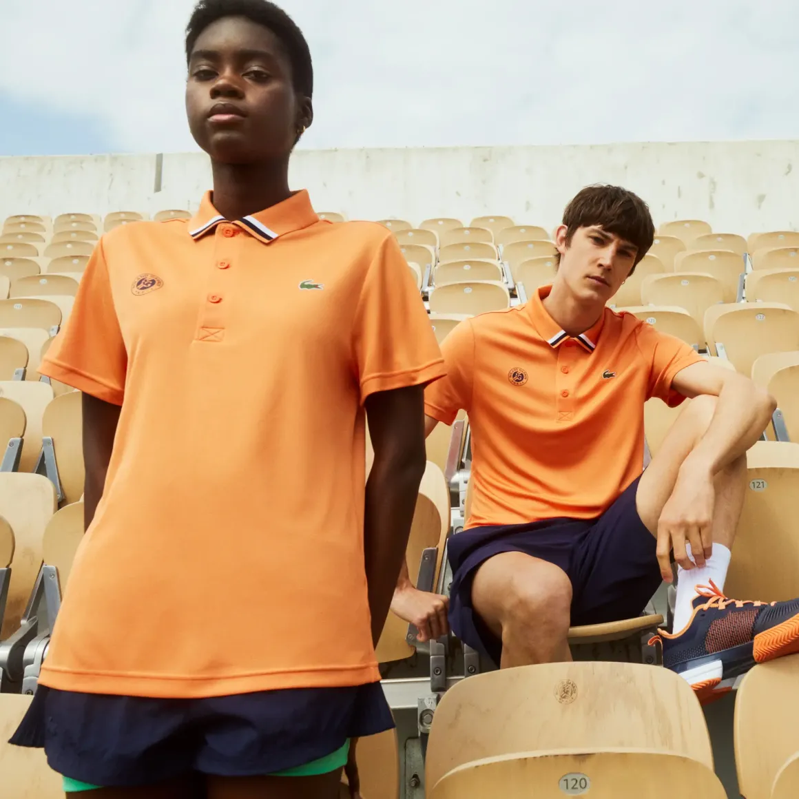 Roland-Garros Ball Boys Outfits|Women Tennis Outfit|Lacoste for ball boy or girl polo shirt - Orange