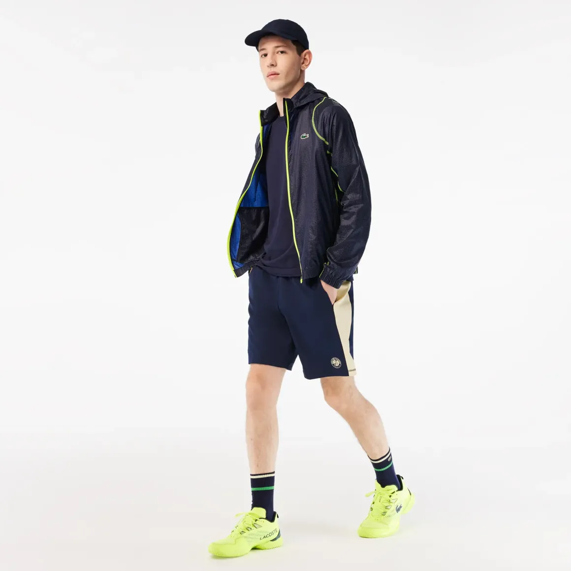 Roland-Garros Ball Boys Outfits|Men Tennis Outfit|Lacoste Men's Ball Boys Short for Roland Garros - Navy Beige