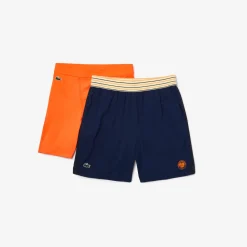 Roland-Garros Men Tennis Outfit|Men Tennis Outfits|Lacoste Sport Edition Men's Short for Roland Garros with integrated shorty - Marine
