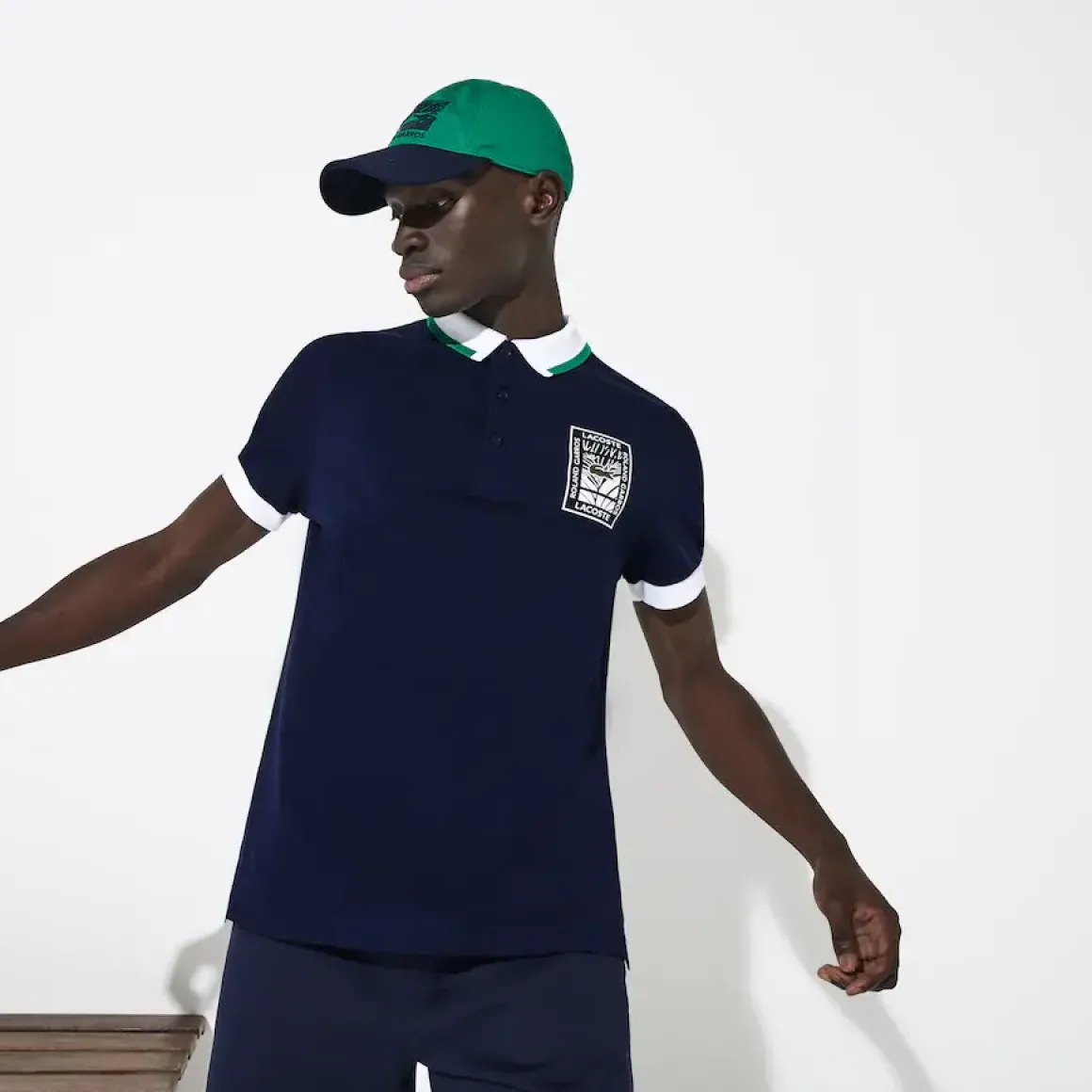 Roland-Garros Polos|Lacoste x Roland Garros cotton polo shirt with plant motif - navy blue