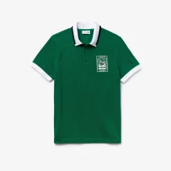 Roland-Garros Polos|Lacoste x Roland Garros cotton polo shirt with plant motif - green