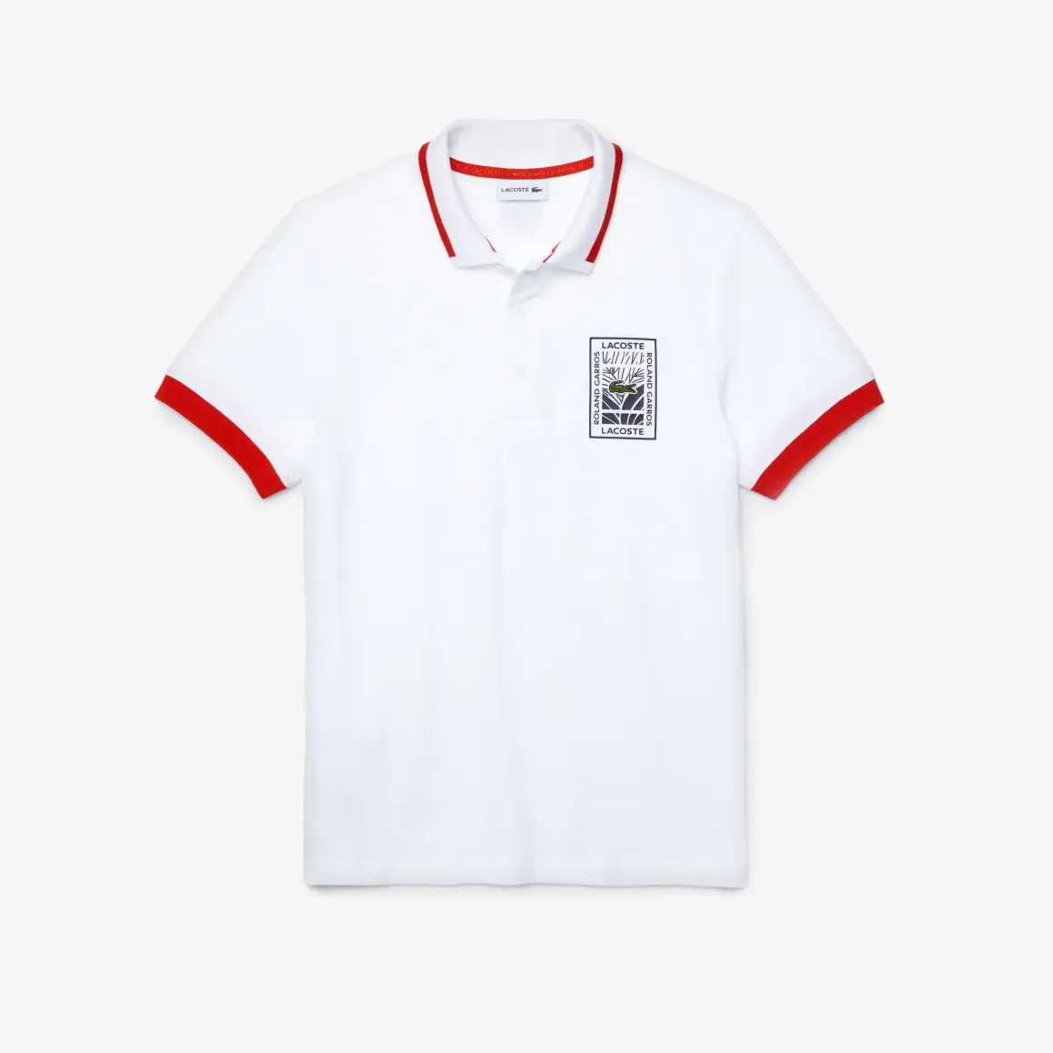 Roland-Garros Polos|Lacoste x Roland Garros cotton polo shirt with plant motif - white