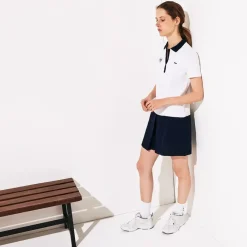 Roland-Garros Women Tennis Outfit|Women Tennis Outfits|Lacoste x Roland Garros two-tone cotton polo shirt dress - multicoloured