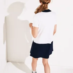 Roland-Garros Women Tennis Outfit|Women Tennis Outfits|Lacoste x Roland Garros two-tone cotton polo shirt dress - multicoloured