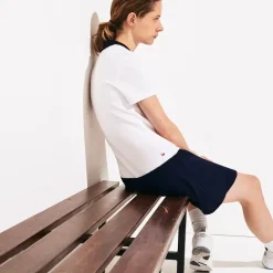 Roland-Garros Women Tennis Outfit|Women Tennis Outfits|Lacoste x Roland Garros two-tone cotton polo shirt dress - multicoloured