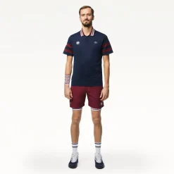 Roland-Garros Men Tennis Outfit|Men Tennis Outfits|Lacoste x Medvedev Men's Performance Short - Burgundy