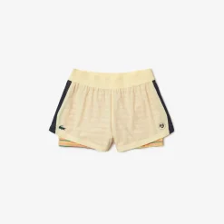 Roland-Garros Women Tennis Outfit|Women Tennis Outfits|Lacoste x Woman Performance Short - Yellow