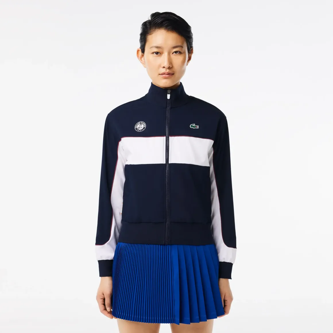 Roland-Garros Women Tennis Outfit|Women Tennis Outfits|Lacoste x Women's Performance Jacket - Navy and White