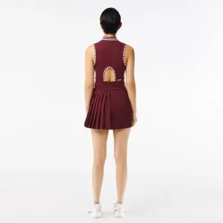 Roland-Garros Women Tennis Outfit|Women Tennis Outfits|Lacoste x Women's Performance Dress - Burgundy and White