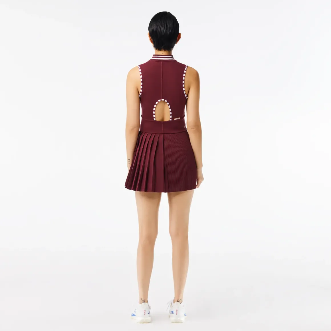 Roland-Garros Women Tennis Outfit|Women Tennis Outfits|Lacoste x Women's Performance Dress - Burgundy and White