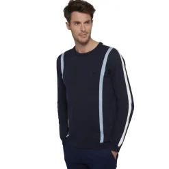 Roland-Garros Hoodies & Sweatshirts|Men's Roland Garros cotton sweater with vertical stripes - navy blue