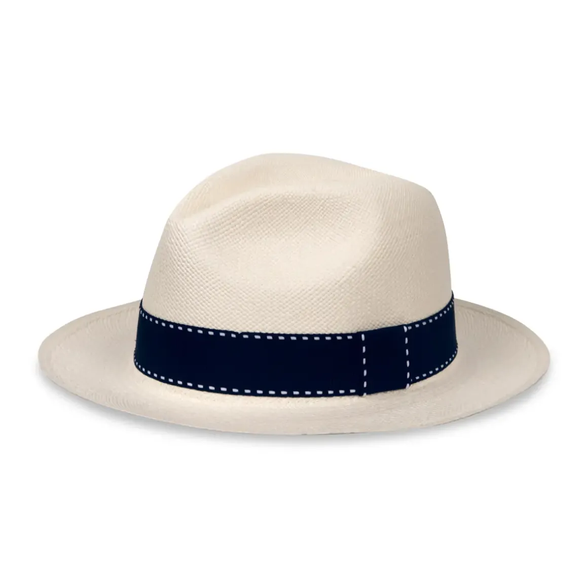 Roland-Garros Caps & Hats|Panama Hat True Unisex Ribbon Seam Sealed - Ivory and Navy