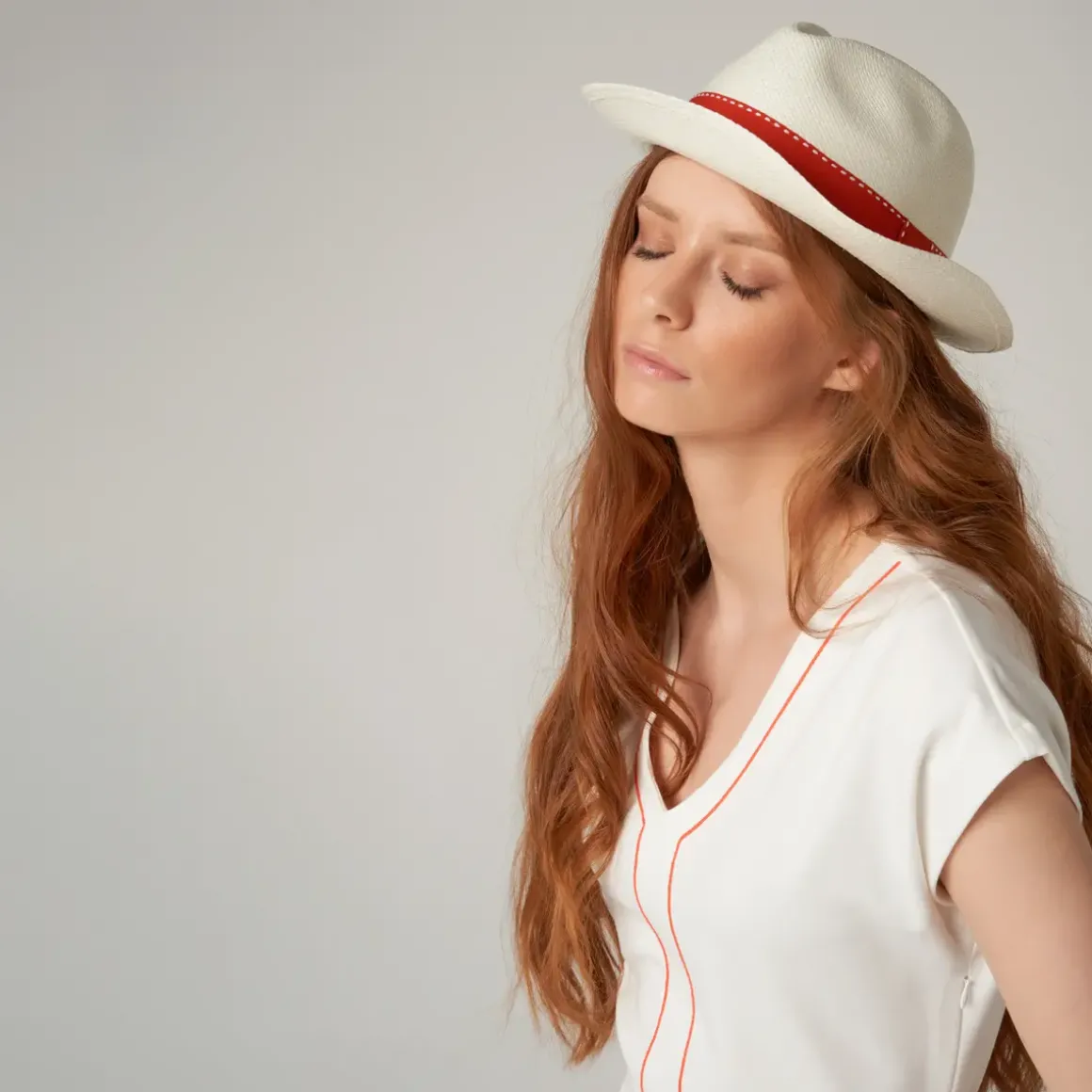 Roland-Garros Caps & Hats|Panama Hat True Unisex Ribbon Seam Sealed - Ivory and clay