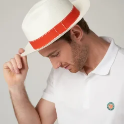 Roland-Garros Caps & Hats|Panama Hat True Unisex Ribbon Seam Sealed - Ivory and clay