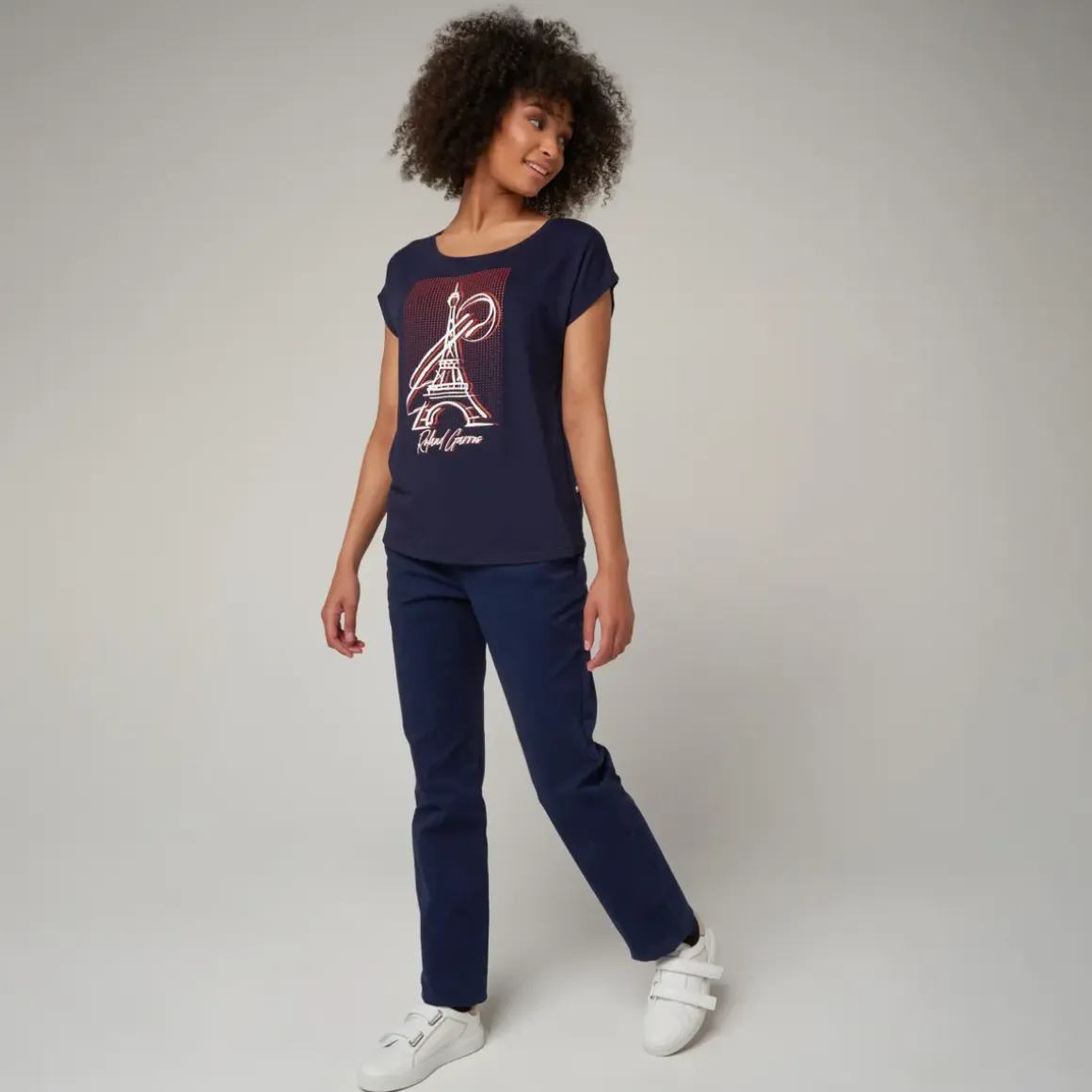 Roland-Garros T-shirts & Tank Tops|Eiffel Tower woman t-shirt - Navy blue