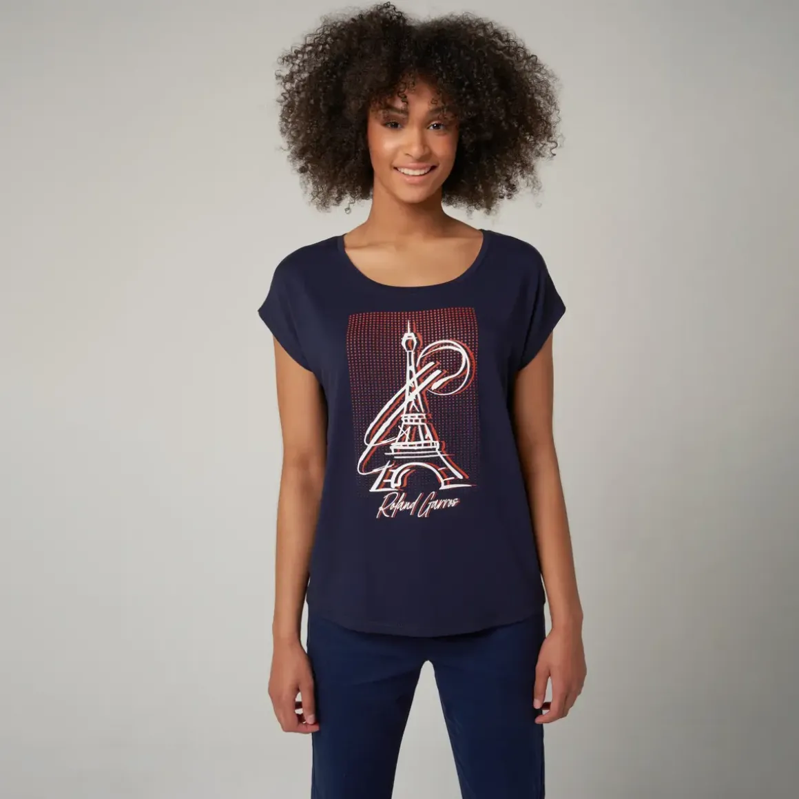 Roland-Garros T-shirts & Tank Tops|Eiffel Tower woman t-shirt - Navy blue