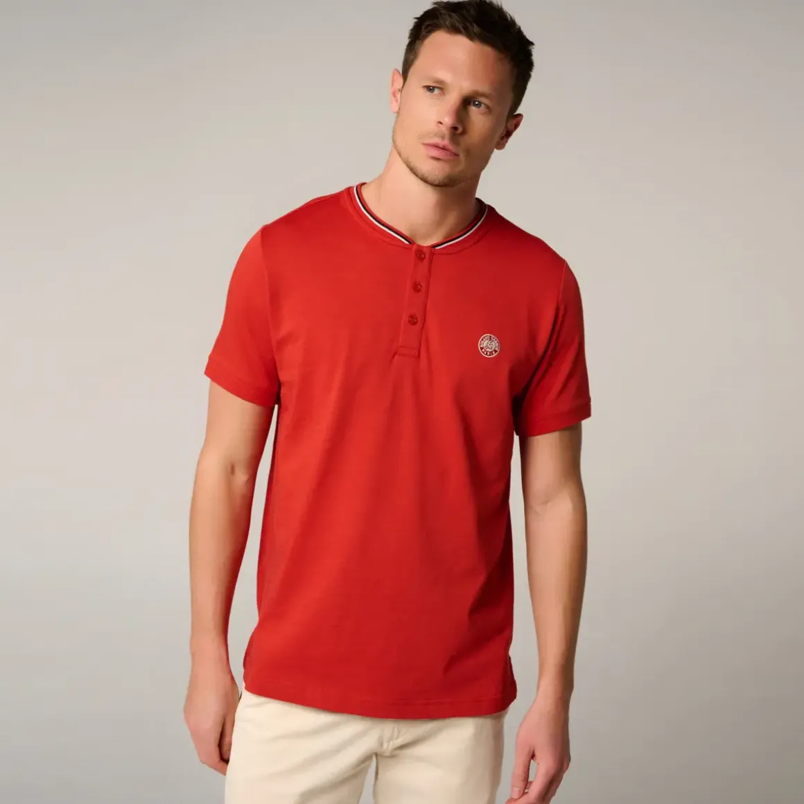 Roland-Garros Polos|Heritage Mao Collar Men's Polo - Clay