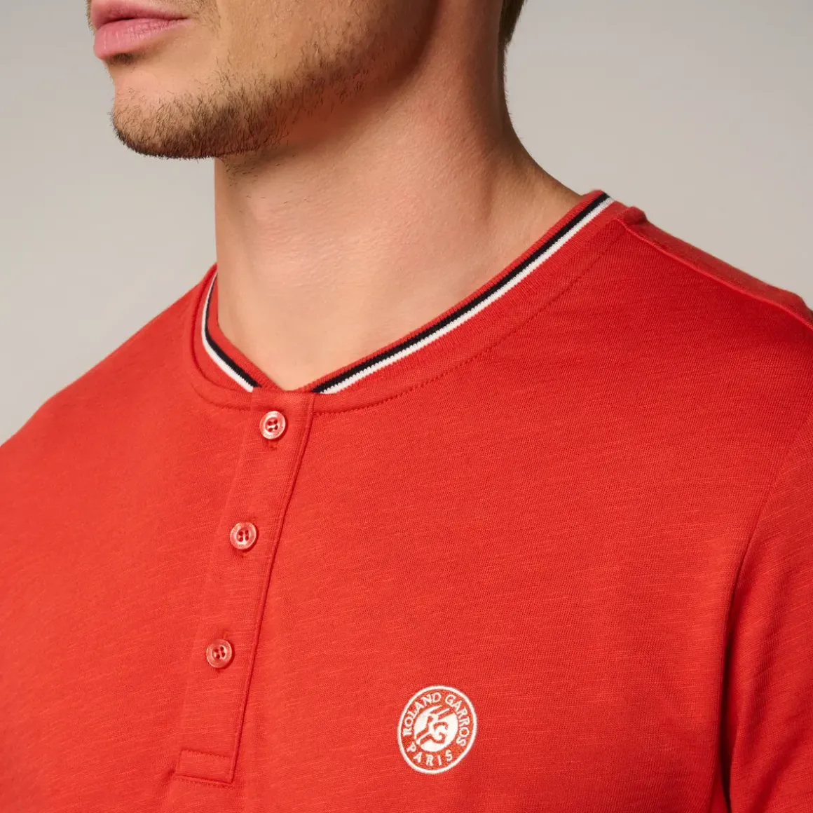 Roland-Garros Polos|Heritage Mao Collar Men's Polo - Clay