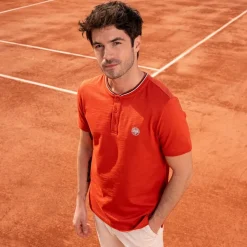 Roland-Garros Polos|Heritage Mao Collar Men's Polo - Clay