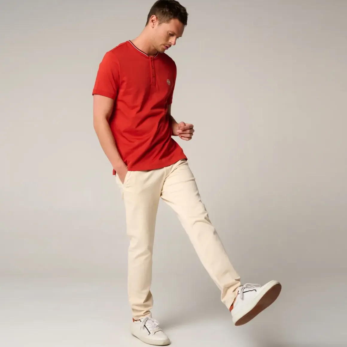 Roland-Garros Polos|Heritage Mao Collar Men's Polo - Clay