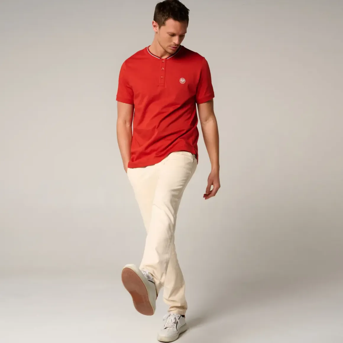Roland-Garros Polos|Heritage Mao Collar Men's Polo - Clay