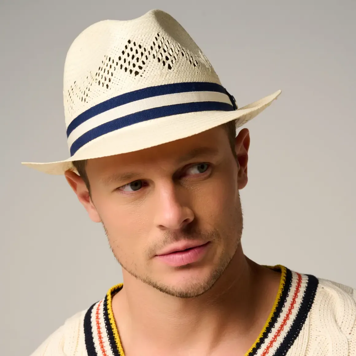 Roland-Garros Caps & Hats|Caps & Hats|Openwork Paper Trilby - Navy