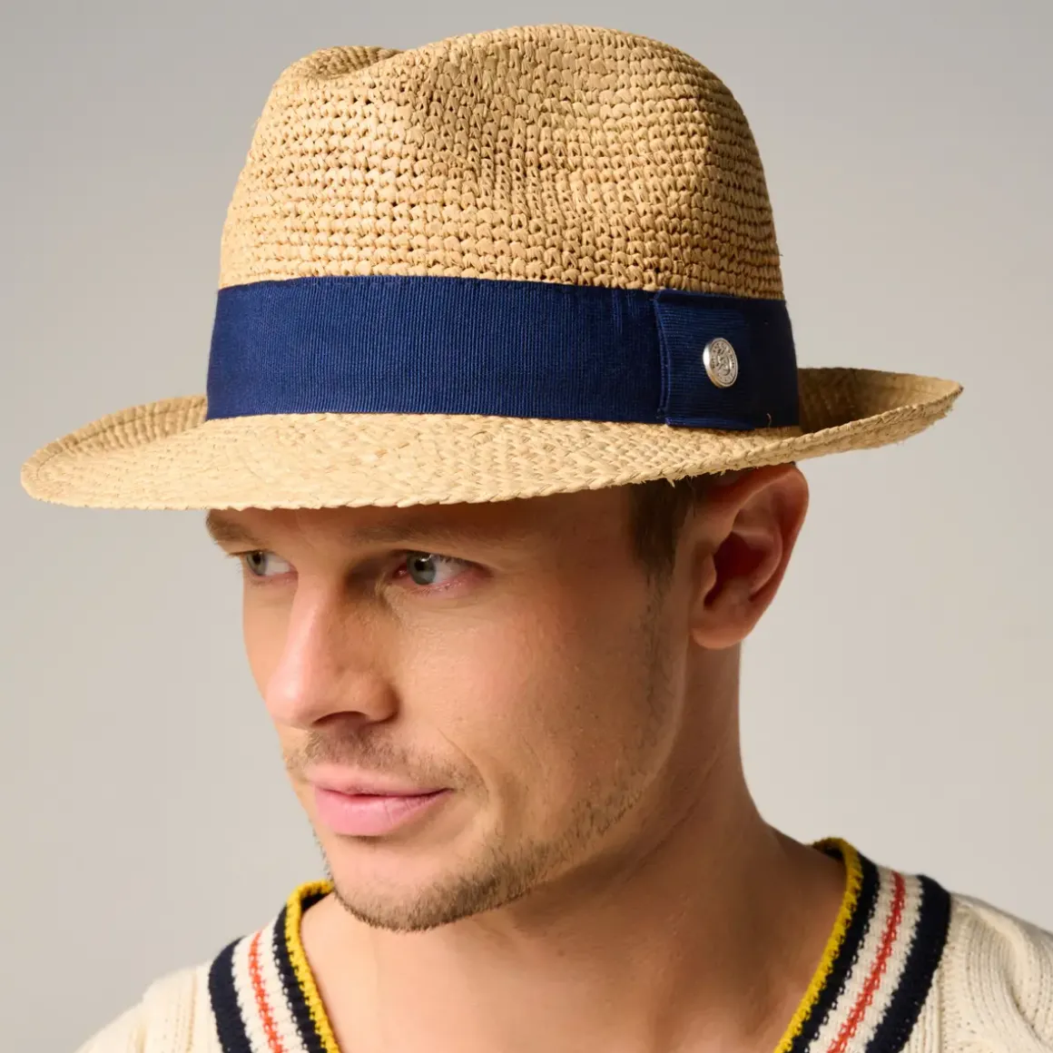 Roland-Garros Caps & Hats|Caps & Hats|Trilby in Raffia - Navy