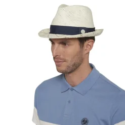 Roland-Garros Caps & Hats|Trilby with two-tone checkered edges - navy
