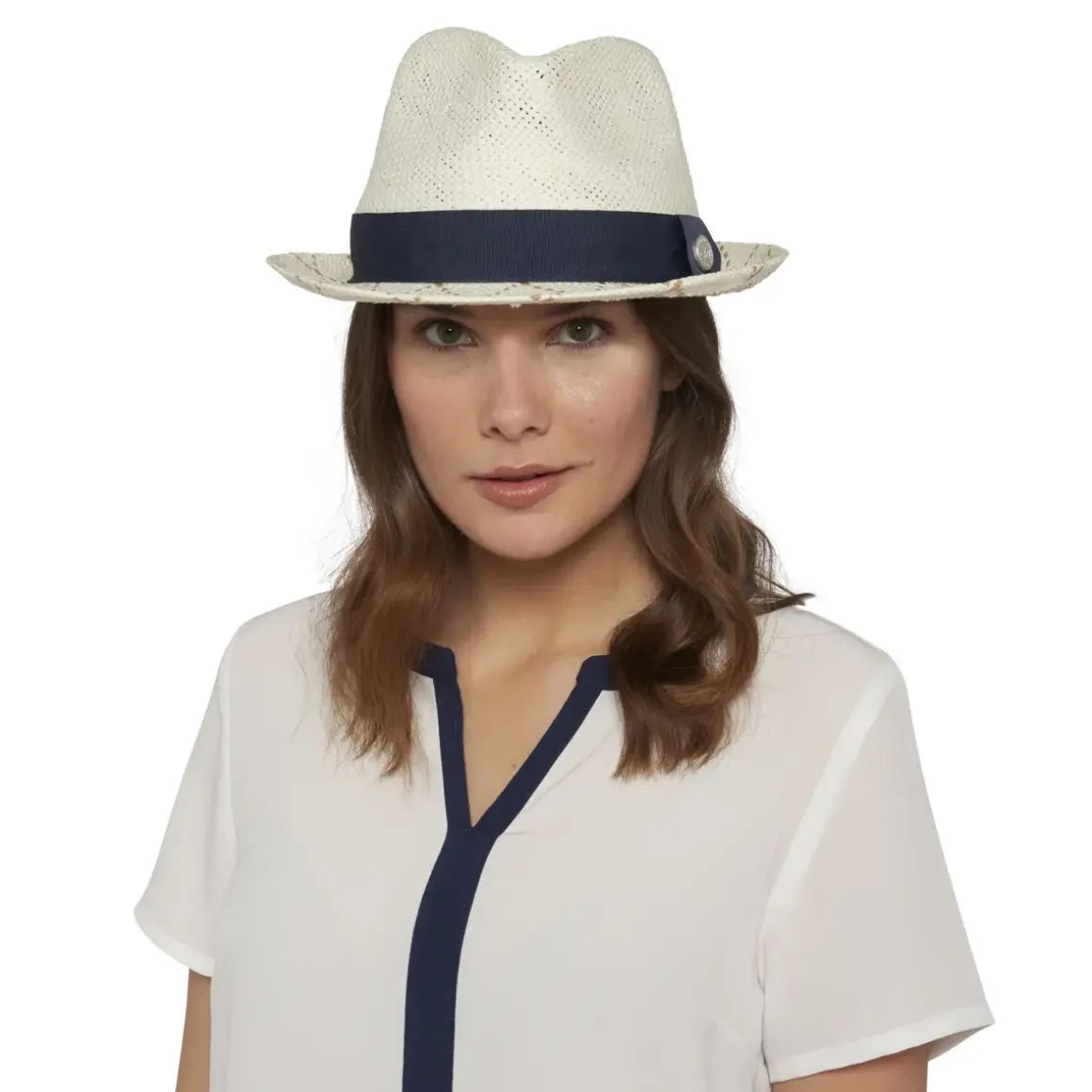 Roland-Garros Caps & Hats|Trilby with two-tone checkered edges - navy