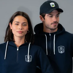 Roland-Garros Hoodies & Sweatshirts|Hoodies & Sweatshirts|Unisex Rolex Paris Master 2023 logo zipped Hoodie - Navy
