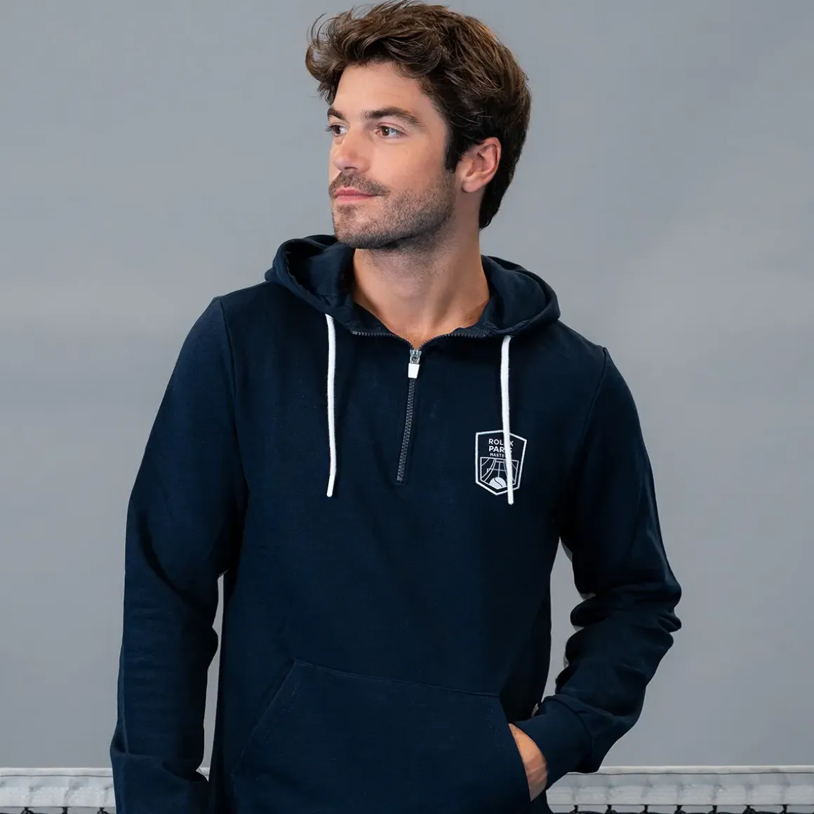 Roland-Garros Hoodies & Sweatshirts|Hoodies & Sweatshirts|Unisex Rolex Paris Master 2023 logo zipped Hoodie - Navy