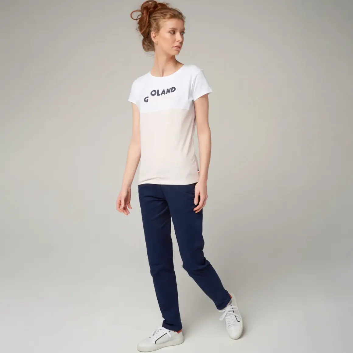 Roland-Garros T-shirts & Tank Tops|Woman's Color Block Round Neck T-Shirt - pink and white
