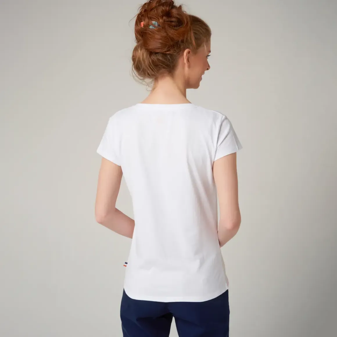 Roland-Garros T-shirts & Tank Tops|Woman's Color Block Round Neck T-Shirt - pink and white