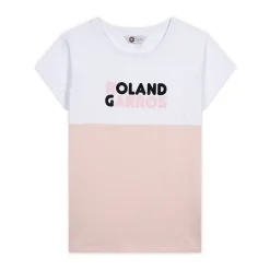 Roland-Garros T-shirts & Tank Tops|Woman's Color Block Round Neck T-Shirt - pink and white