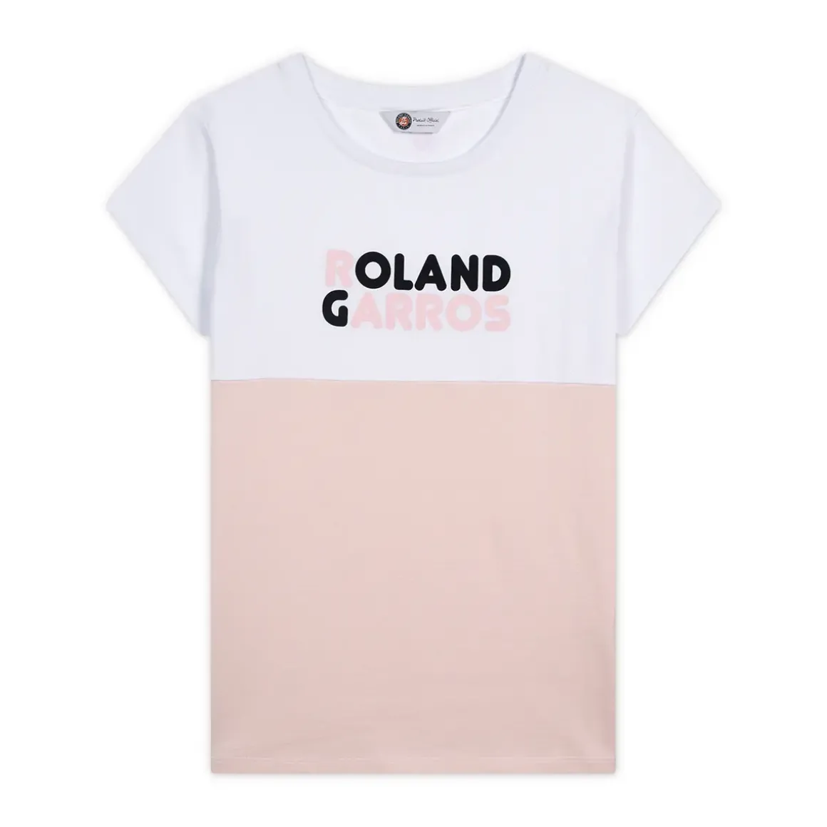 Roland-Garros T-shirts & Tank Tops|Woman's Color Block Round Neck T-Shirt - pink and white
